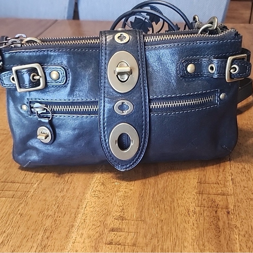 Coach Legacy Bridgit Black Leather Satchel with Gold Accents